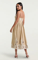 Women Trailing Peonies Maude Dress Khaki/White