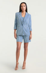 Women Chambray Heatset Kylie Jacket Medium Blue