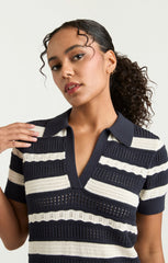 Women Clementine Knit Polo Dress Navy/Ivory