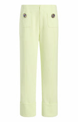 Women Rhinestone Button Pamela Pant Lime Cream