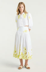 Women Trailing Peonies Tilda Skirt White/Golden Glow