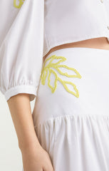 Women Trailing Peonies Tilda Skirt White/Golden Glow