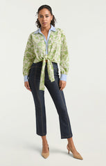 Women Ivy Paisley Poplin Mariana Top Ivory Multi/Blue Hydrangea