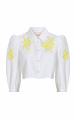 Women Trailing Peonies Tilda Top White/Golden Glow