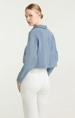 Women Chambray Heatset Patricia Top Medium Blue