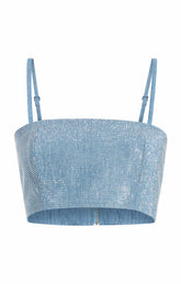 Women Chambray Heatset Nikki Top Medium Blue