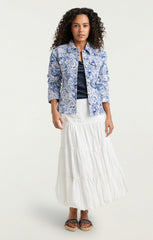 Women Sketchbook Floral Scrunched Canyon Jacket White/Dark Cerulean
