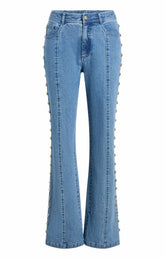 Women Studded Shailene Pant Blue Haze