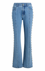 Women Studded Shailene Pant Blue Haze
