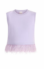 Women Cropped Feather Tee Light Honey Lavender