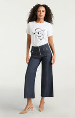 Women Bonjour Y'all Smiley Tee White/Black