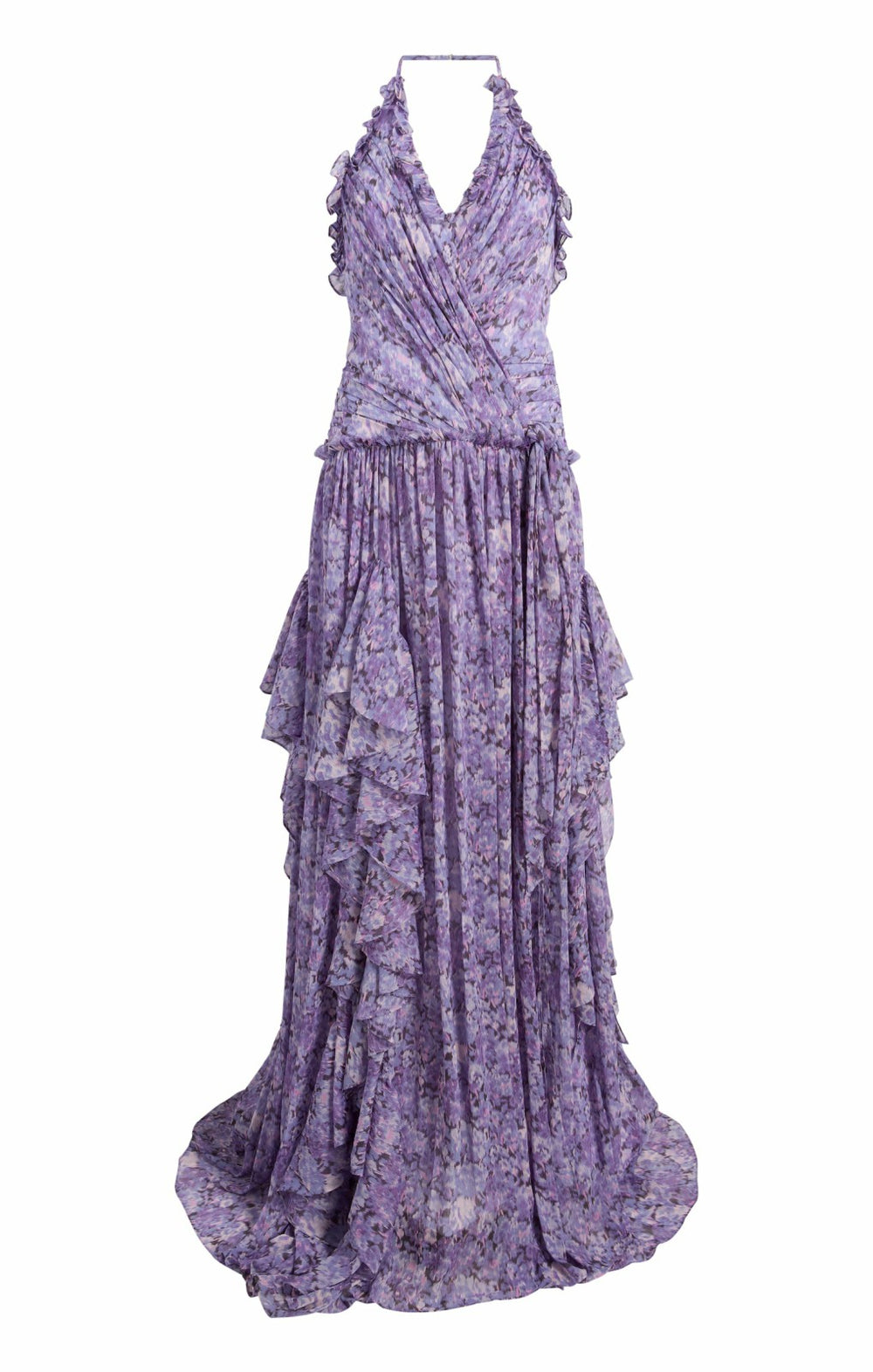 Women Painted Hydrangea Agatha Gown Lilac Wine Multi