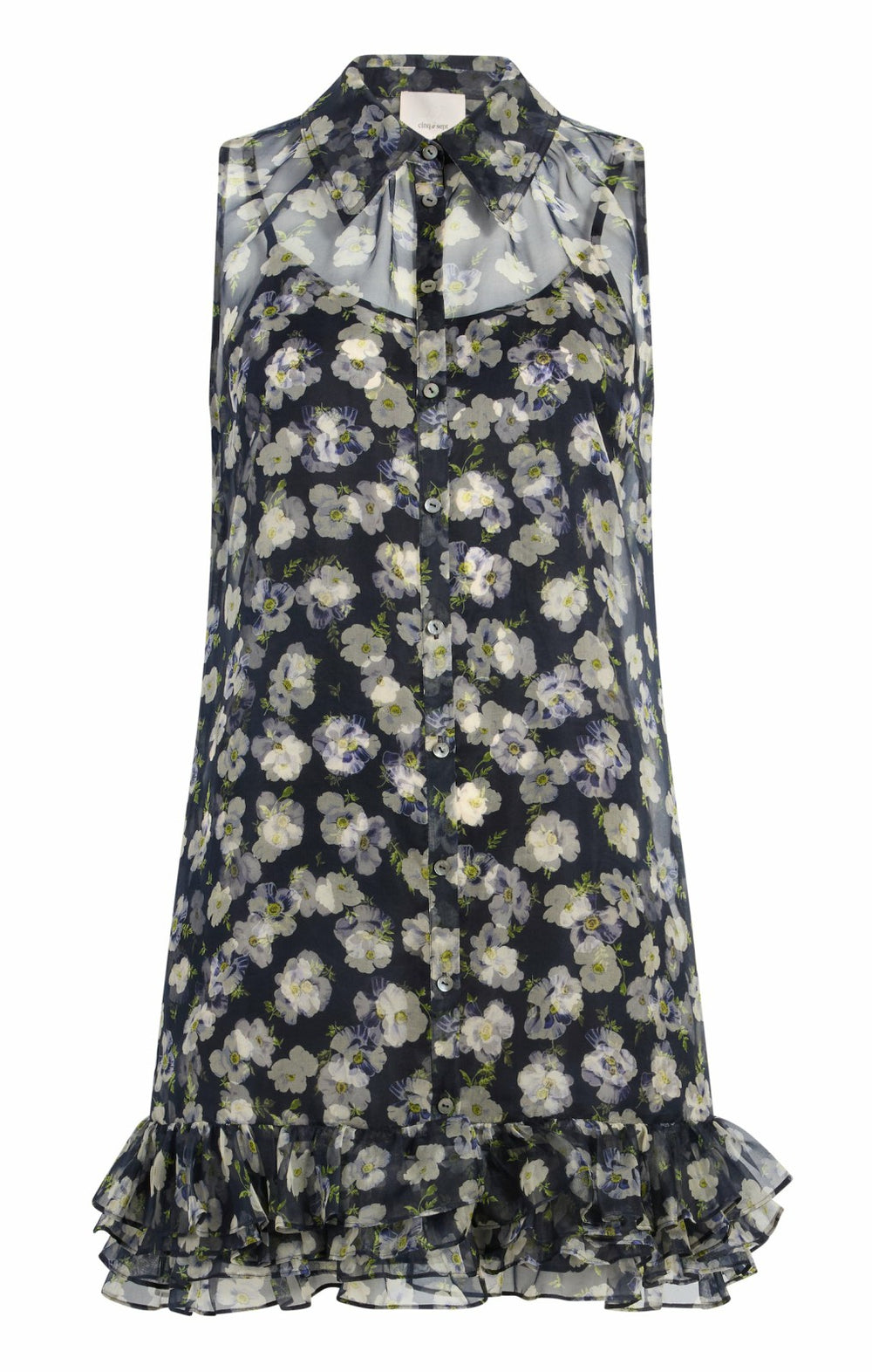 Women Mini Tossed Poppies Brisbane Dress Navy Multi