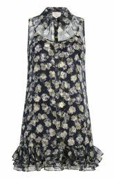 Women Mini Tossed Poppies Brisbane Dress Navy Multi