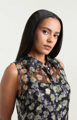 Women Mini Tossed Poppies Brisbane Dress Navy Multi