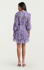 Women Painted Hydrangea Marsea Dress Lilac Wine Multi