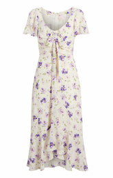 Women Tossed Poppies Isha Dress Ivory Multi