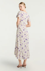 Women Tossed Poppies Isha Dress Ivory Multi