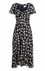 Women Mini Tossed Poppies Isha Dress Navy Multi