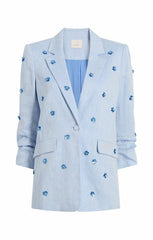 Women Linen Suiting Pearl Ditsy Kylie Blazer Blue Hydrangea