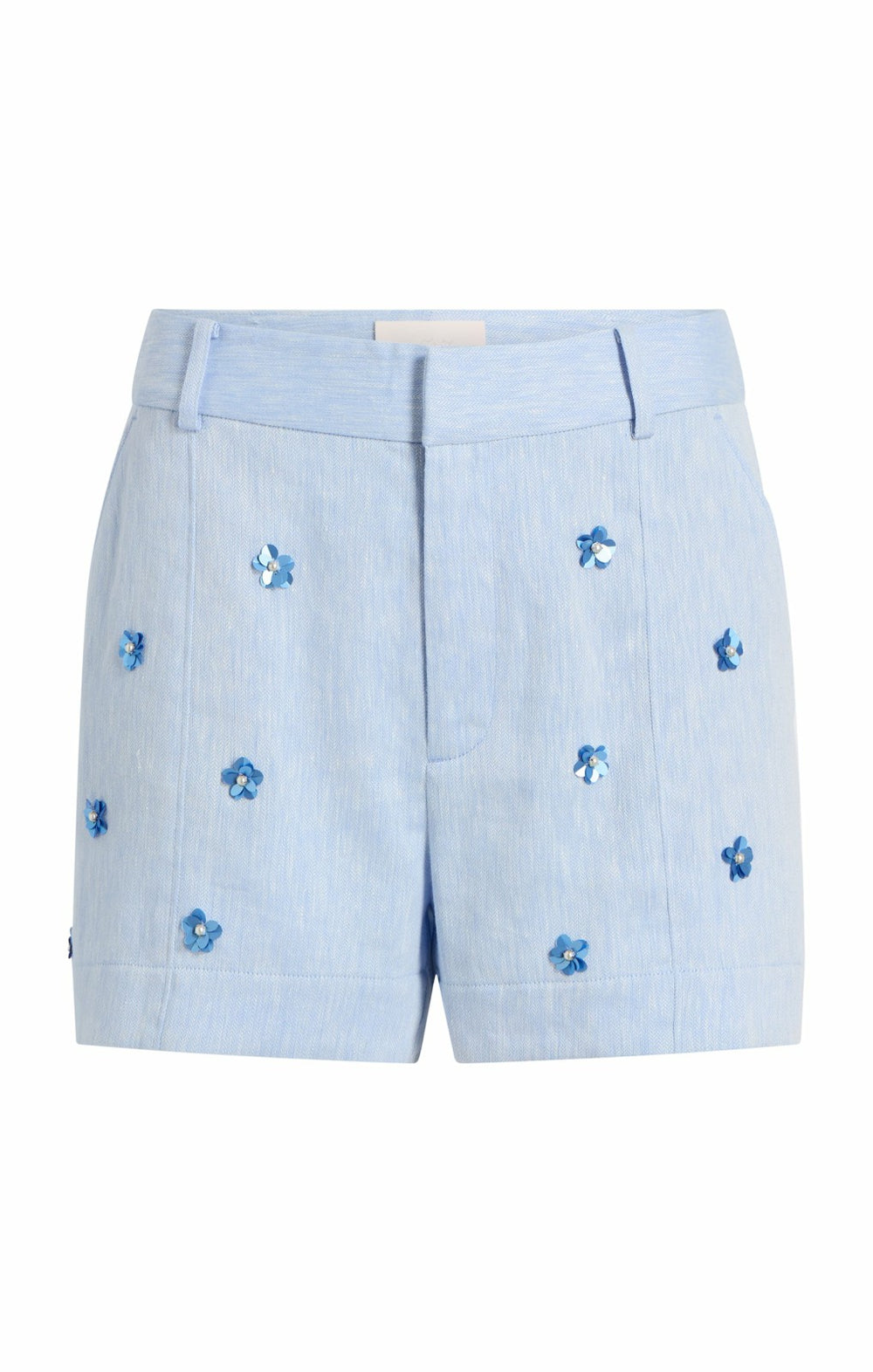 Women Pearl Ditsy Linen Suiting Tora Short Blue Hydrangea