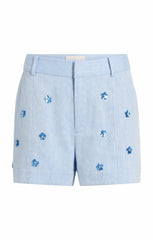 Women Pearl Ditsy Linen Suiting Tora Short Blue Hydrangea