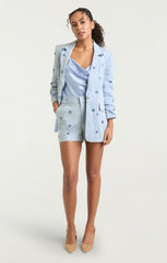 Women Pearl Ditsy Linen Suiting Tora Short Blue Hydrangea