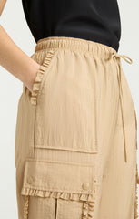 Women Ruffle Nitsan Parachute Pant Khaki