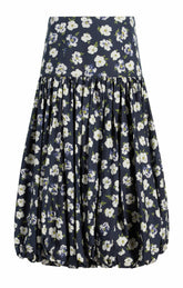 Women Mini Tossed Poppies Ellah Skirt Navy Multi