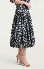 Women Mini Tossed Poppies Ellah Skirt Navy Multi