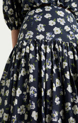 Women Mini Tossed Poppies Ellah Skirt Navy Multi