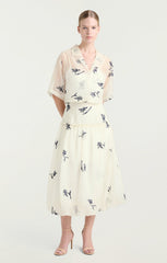 Women Embroidered Ellah Skirt Ivory/Navy