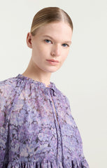 Women Painted Hydrangea Daiya Top Lilac Wine Multi
