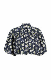 Women Mini Tossed Poppies Elysa Top Navy Multi
