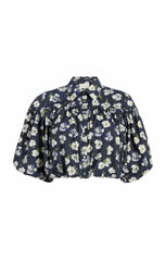 Women Mini Tossed Poppies Elysa Top Navy Multi