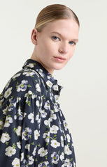Women Mini Tossed Poppies Elysa Top Navy Multi