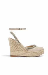 Women Jeanne Crystal Linen Espadrille Natural/Clear