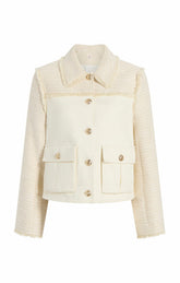 Women Braided Tweed Liliana Jacket Whisper White/Gardenia