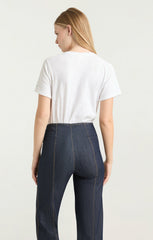 Women C'est La Vie Heart Smiley Tee White/Navy