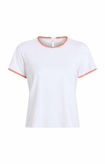 Women Crochet Shrunken Tee White/Carnation Multi