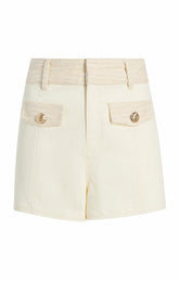 Women Braided Tweed Gaelle Shorts Whisper White/Gardenia