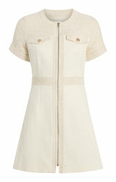 Women Braided Tweed Layla Dress Whisper White/Gardenia