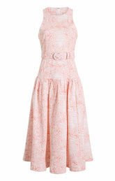 Women Scenic Toile Zoey Dress White/Cherry Tomato