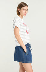 Women St Tropez Ny Shrunken Tee Grey/Claret