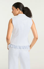 Women Striped Le Petit Denim Roxie Vest White/Blue Hydrangea