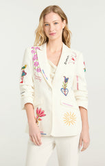 Women Summer Love Scrunched Cheyenne Blazer Ivory/Multi