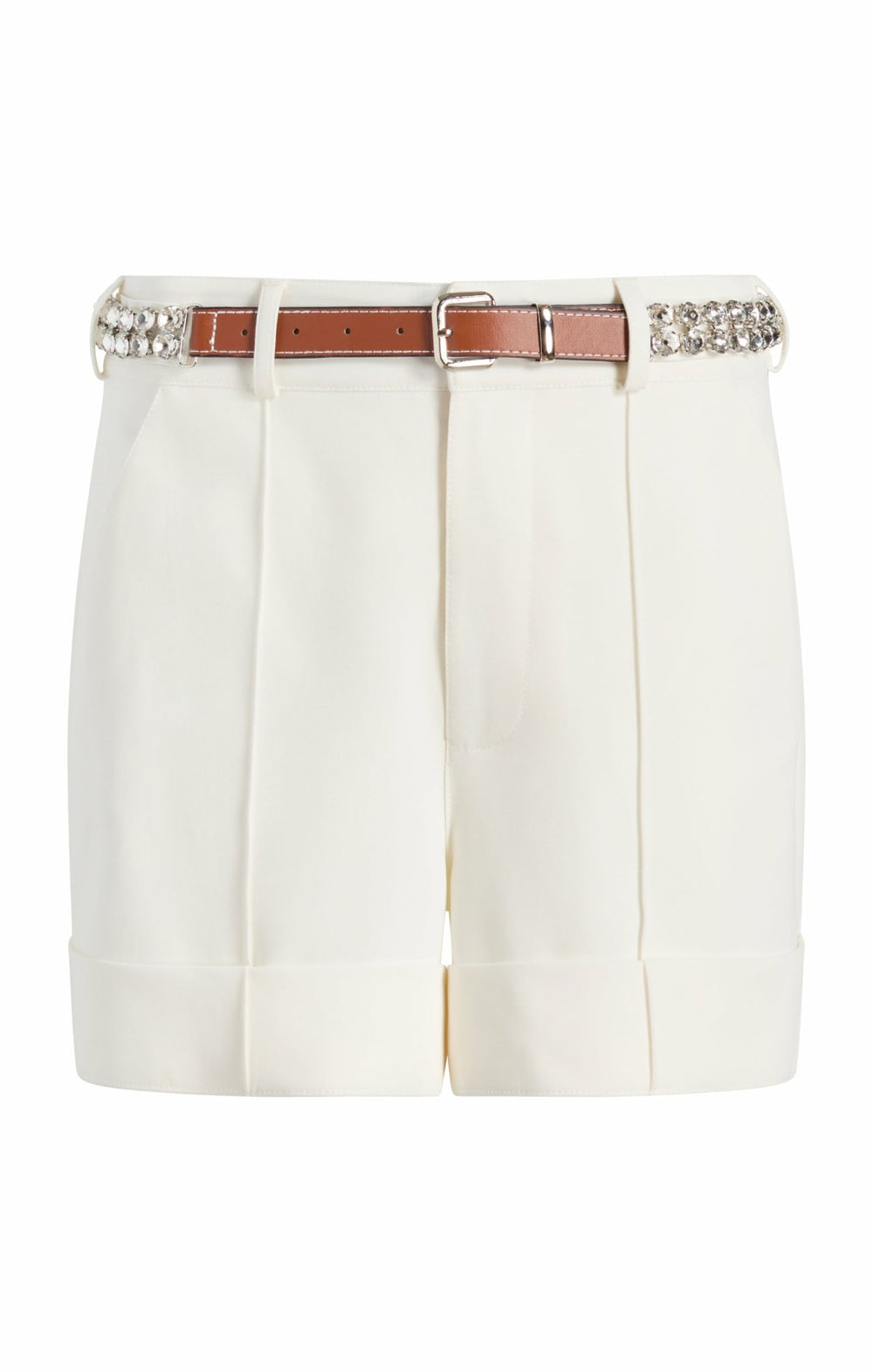 Women Rhinestone Belt Ester Short Ivory