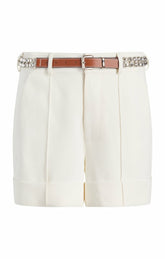 Women Rhinestone Belt Ester Short Ivory