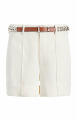 Women Rhinestone Belt Ester Short Ivory