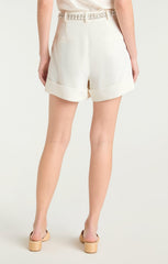 Women Rhinestone Belt Ester Short Ivory